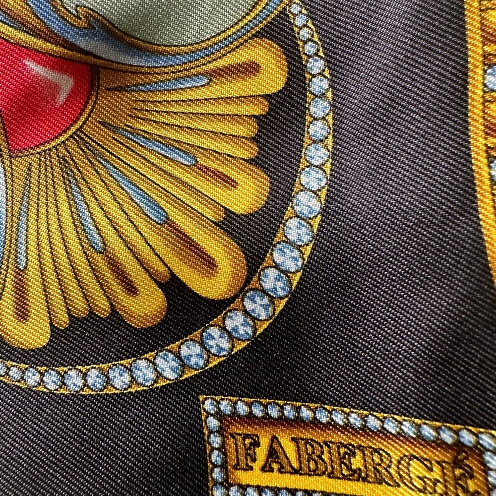 Faberge Multicolor Scarf with Gold and Red Accents